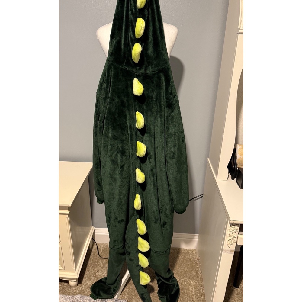 Green Dinosaur Kigurumi Onesie Costume Plush Pajamas Large Hooded Stuffed Tail